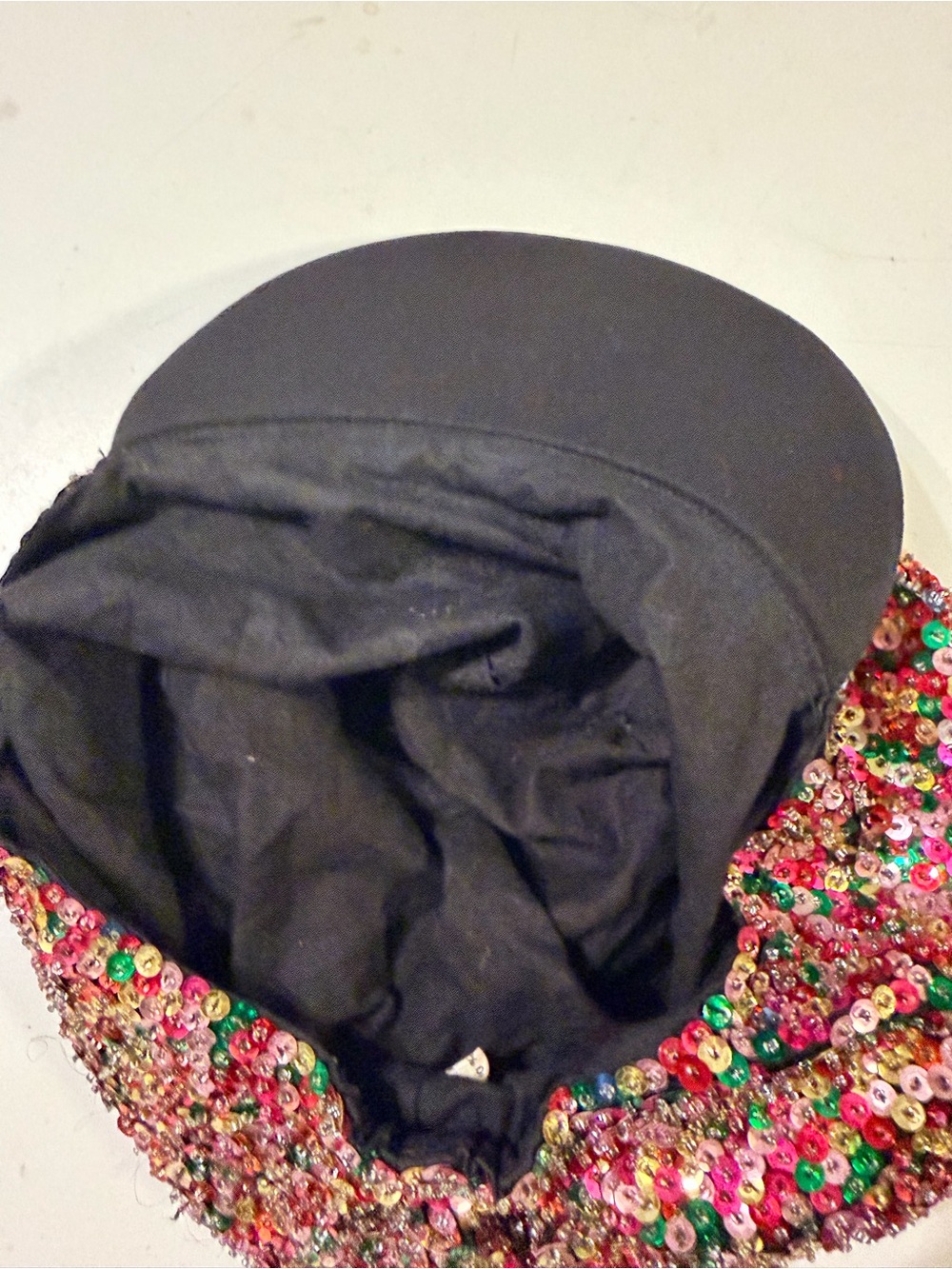 Vintage 90s Ultra Sequined Newsboy Hat Womens Multicolor Beret Paperboy Cap - Picture 7 of 11